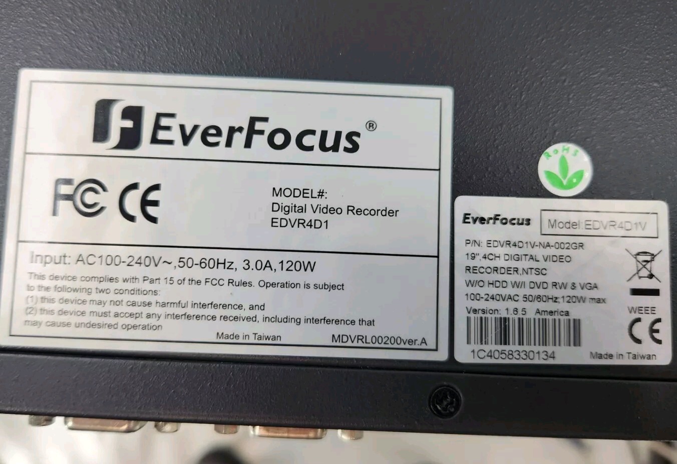 EverFocus Surveillance DVR EDVR4DI -AS IS- DVD Recorder Parts/Repair EB-15703