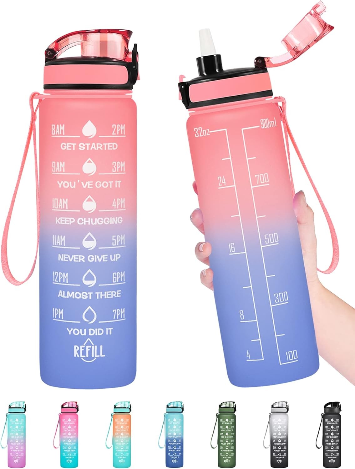 Enerbone Water Bottle, Leakproof BPA & Toxic Free, Motivational Water Bottle wit