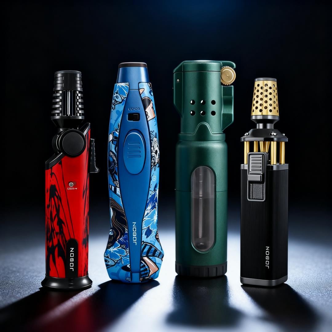 JOBON 2025 Blue Flame Windproof Butane Lighter Cigar BBQ Jet Torch Refillable...