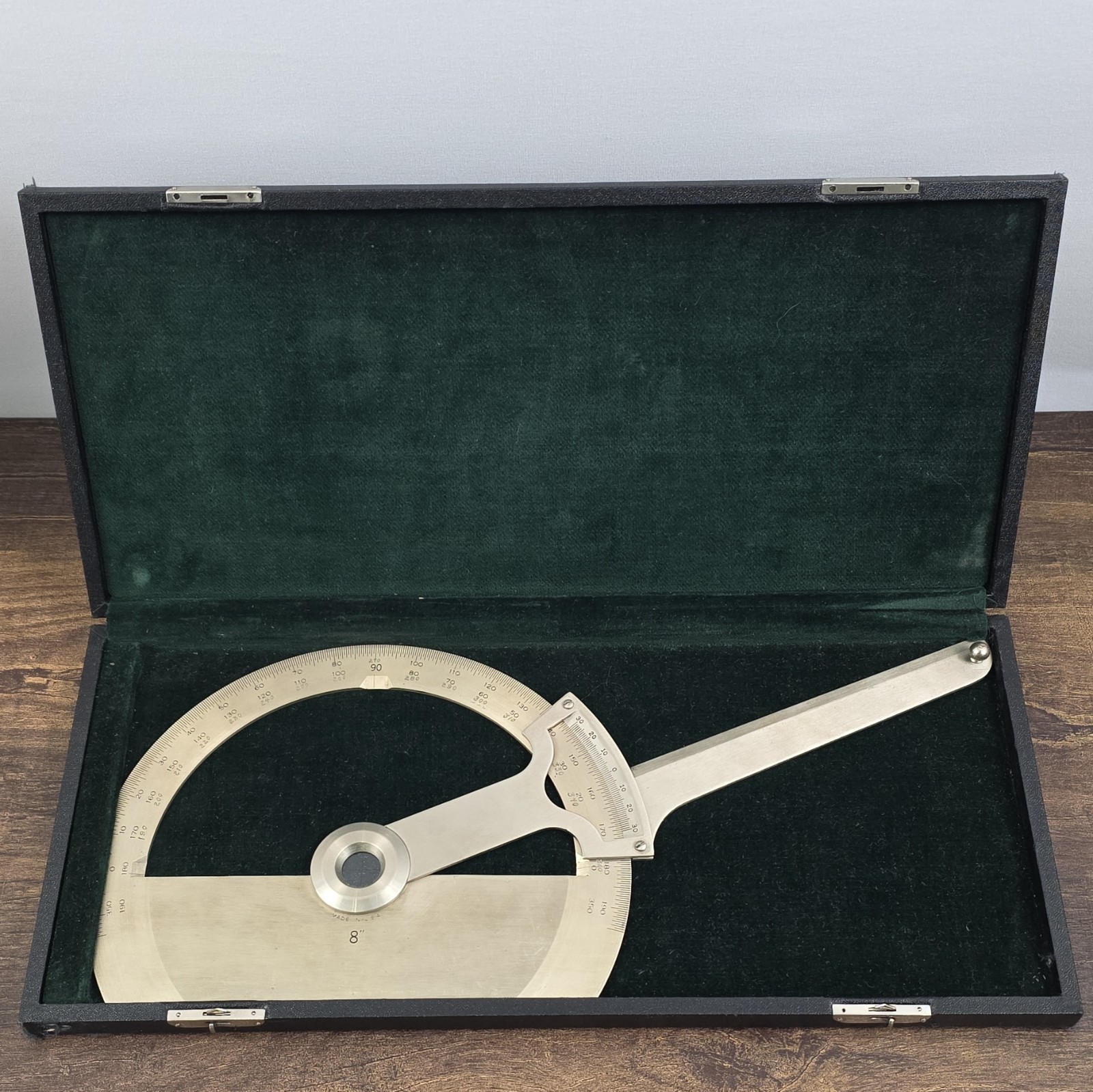 8in Bevel Protractor Semi-Circular Head Angle Gauge, 0-360 Degrees