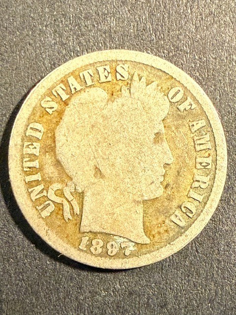 1897-P Barber Dime 10C - 90% Silver - Nice Details! GREAT 90% SILVER COIN!