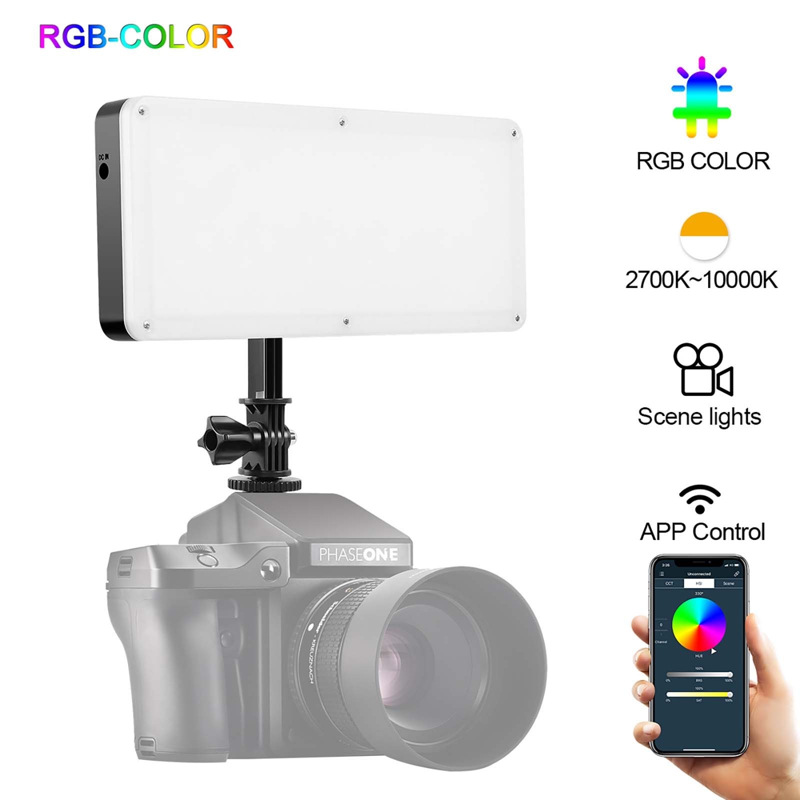 GVM On-Camera Portable RGB 162 LED Panel Video Fill Light APP Control for Camera