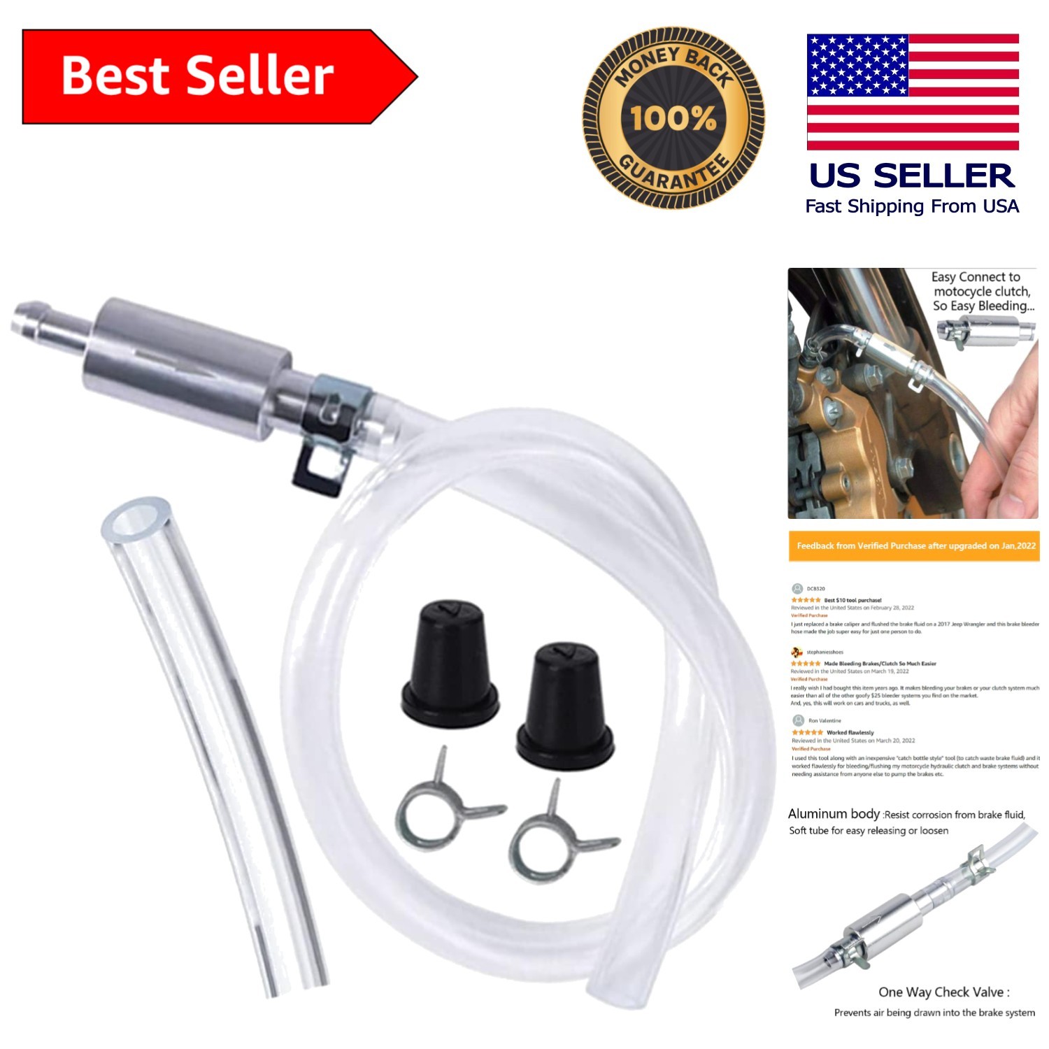 Durable Brake Bleeder Hose with User-Friendly Clips – Ideal for Motorcycle Care
