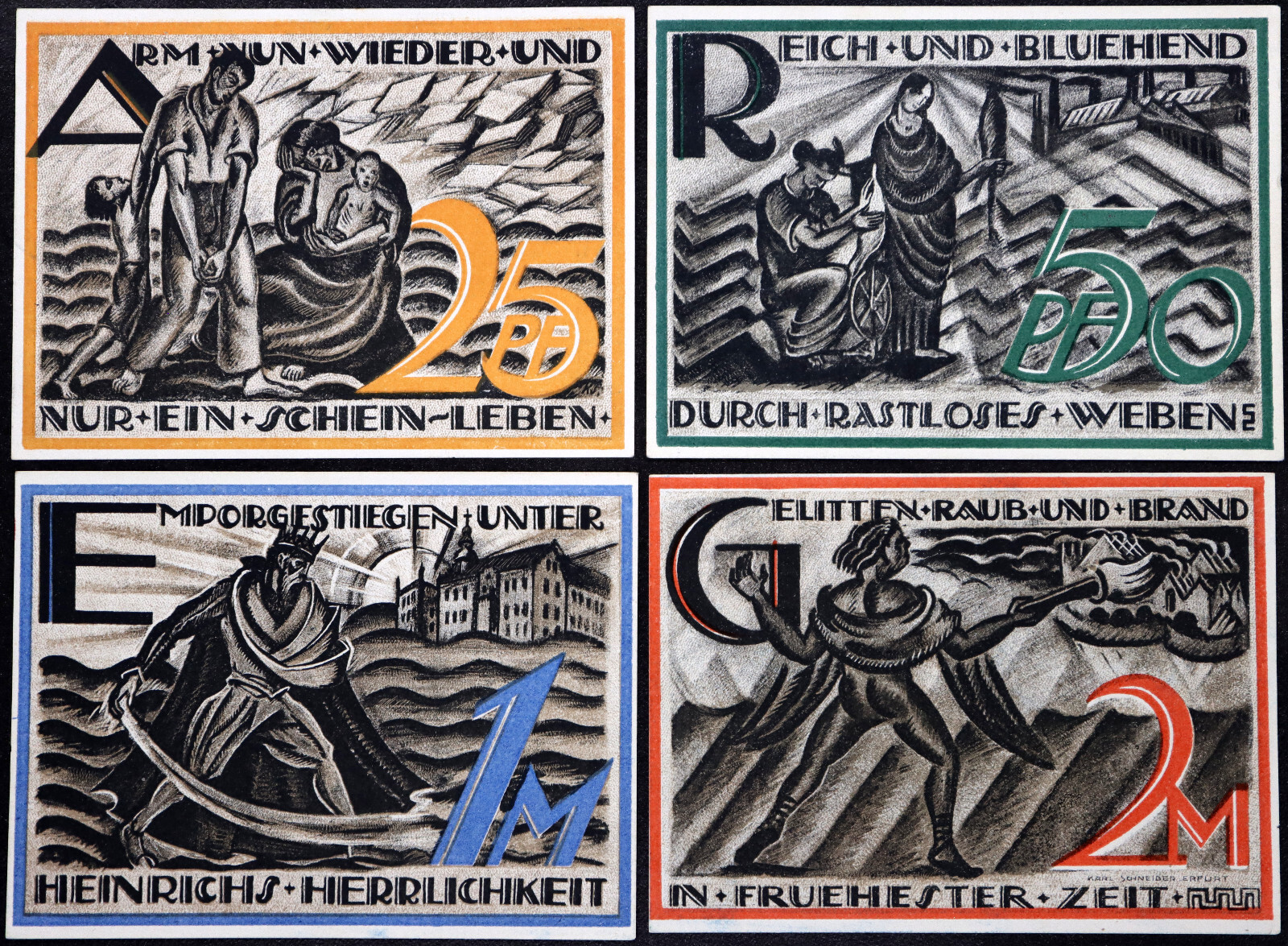 GERA 1921 XX-RARE SPECIMEN COMPLETE SET! "Poor Again" German Notgeld