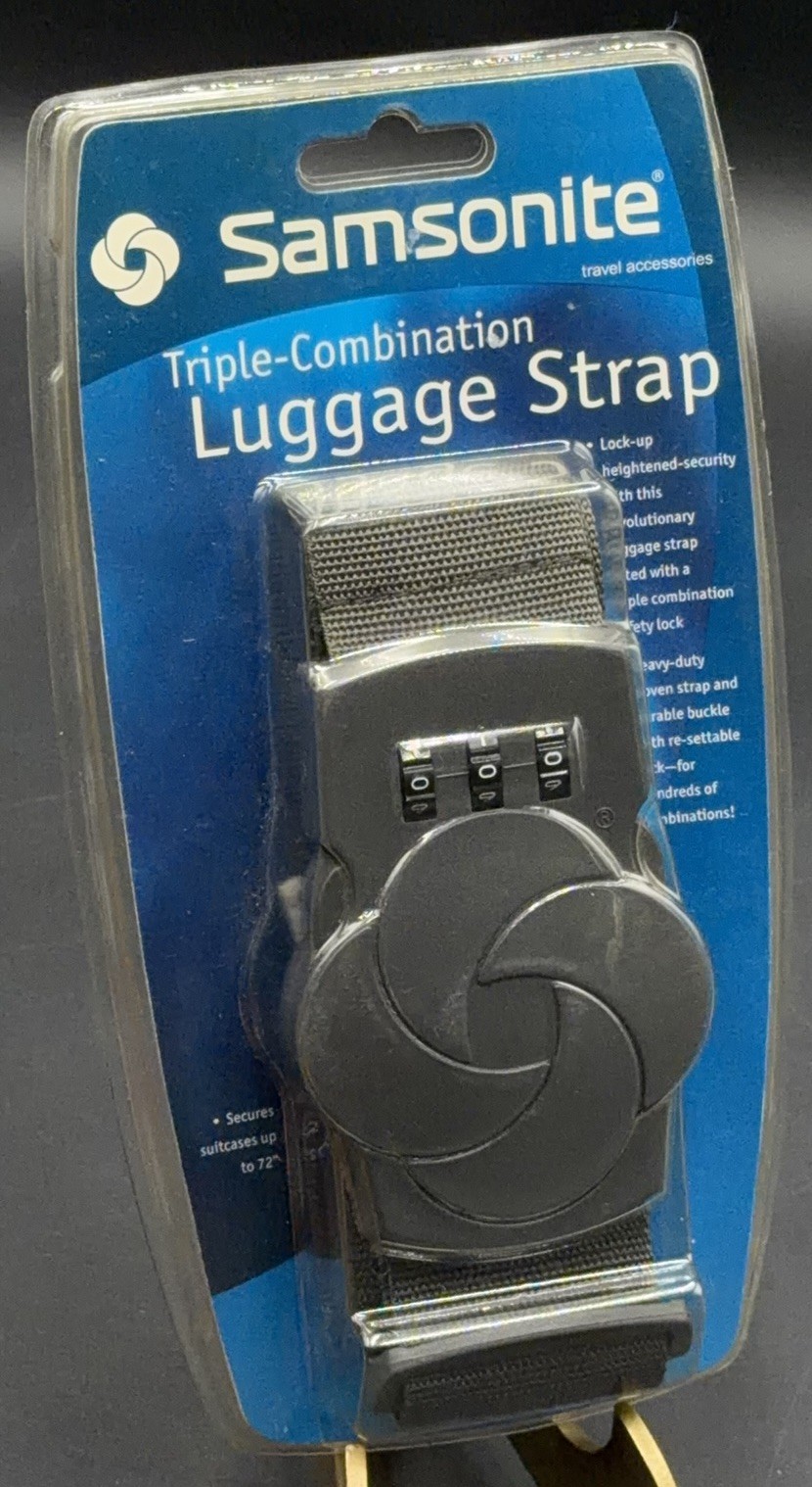 Samsonite Triple Combination Lock Luggage Strap Fits Suitcases To 72” New SEALED