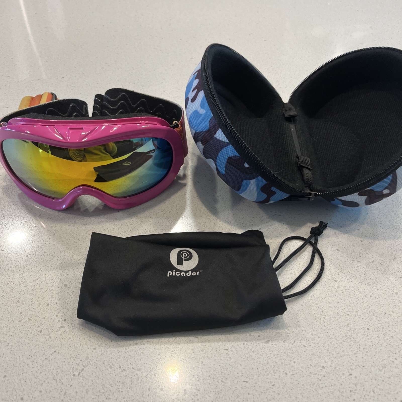 Picador Ski Goggles Pink With Rainbow Strap