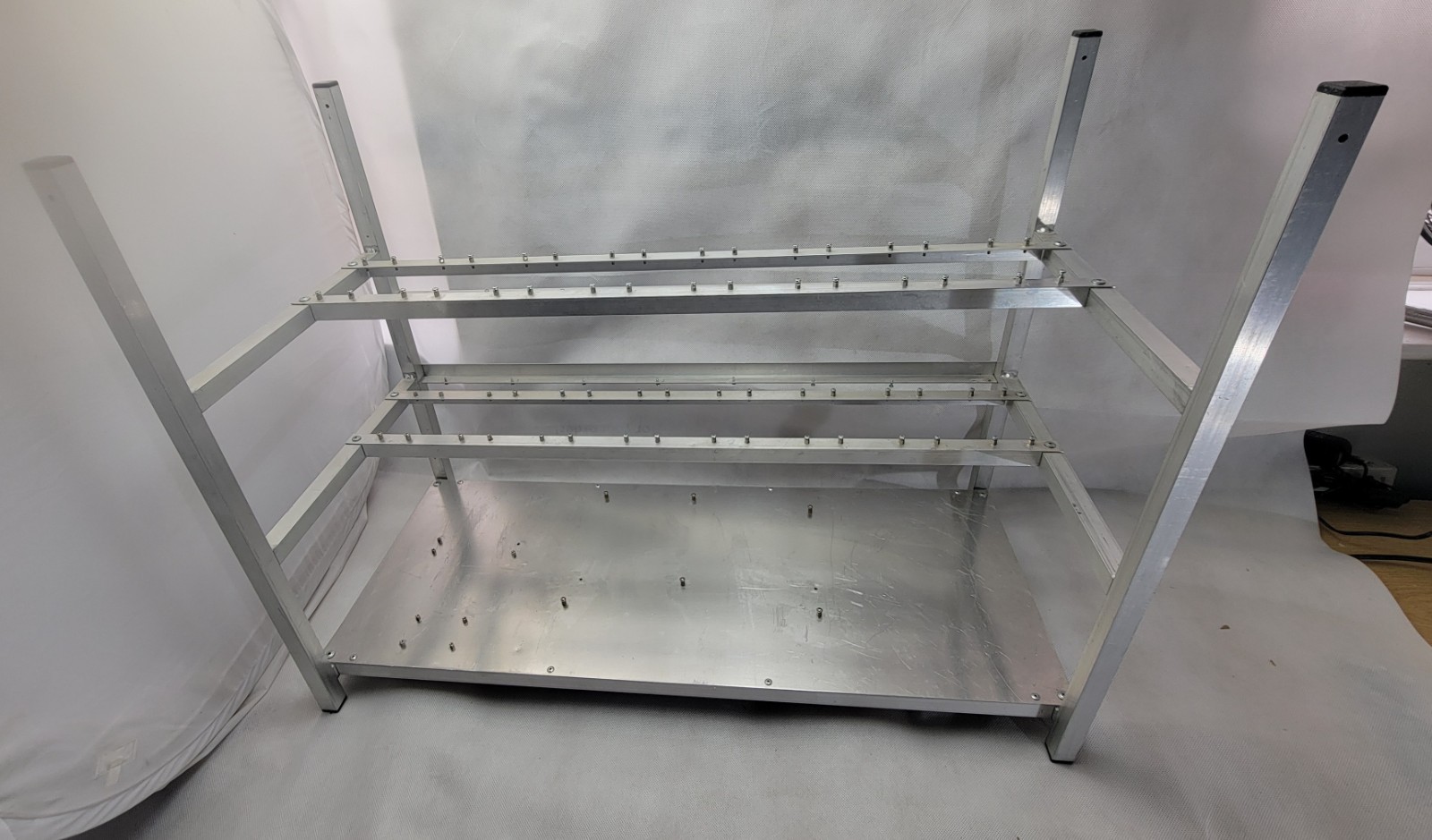 16 GPU Open Air Aluminium Mining Rig Frame. W 790mm x D 365mm x H 805mm