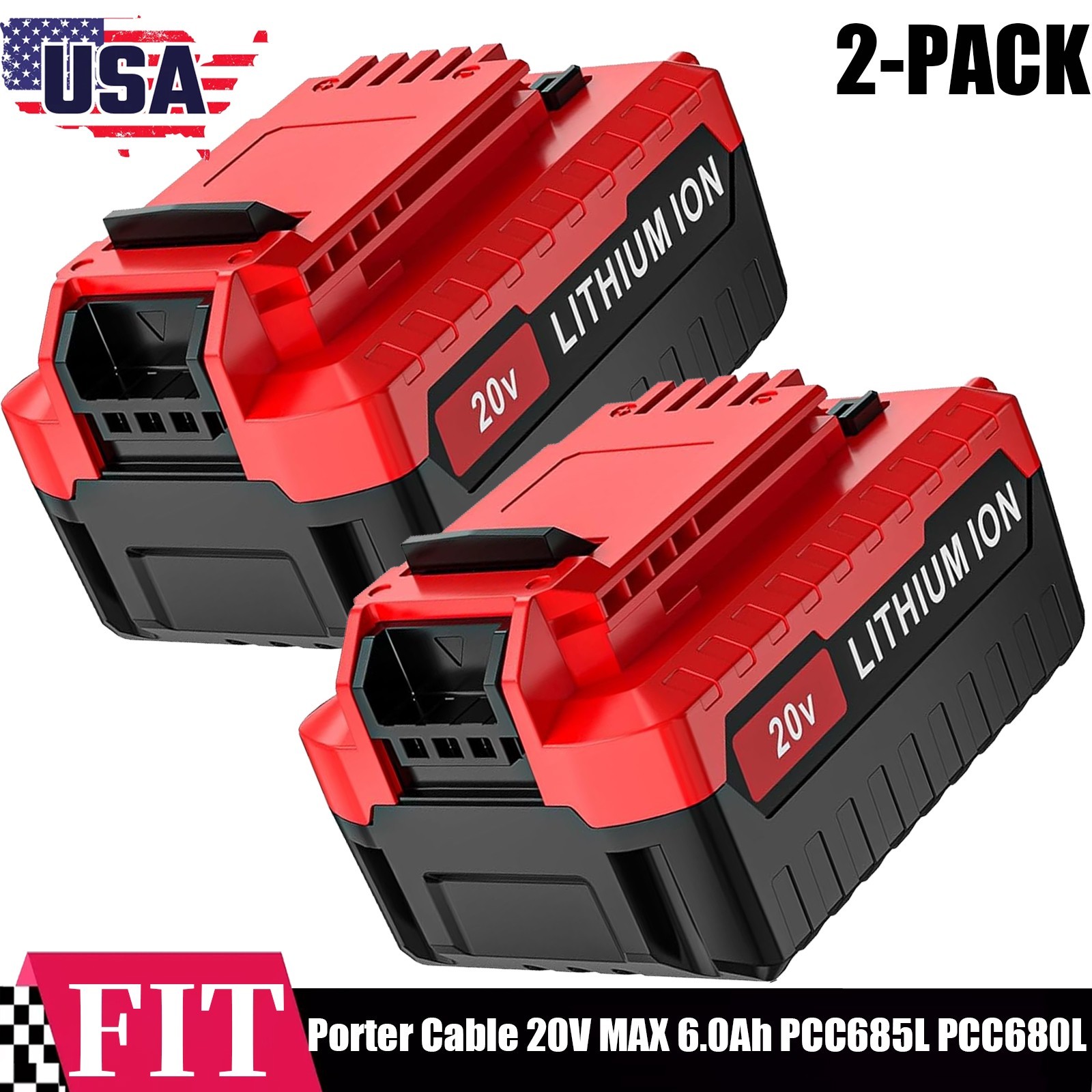 2PACK 20V 6.0Ah for PORTER CABLE 20 Volt Max Lithium Battery PCC680L PCC685L NEW