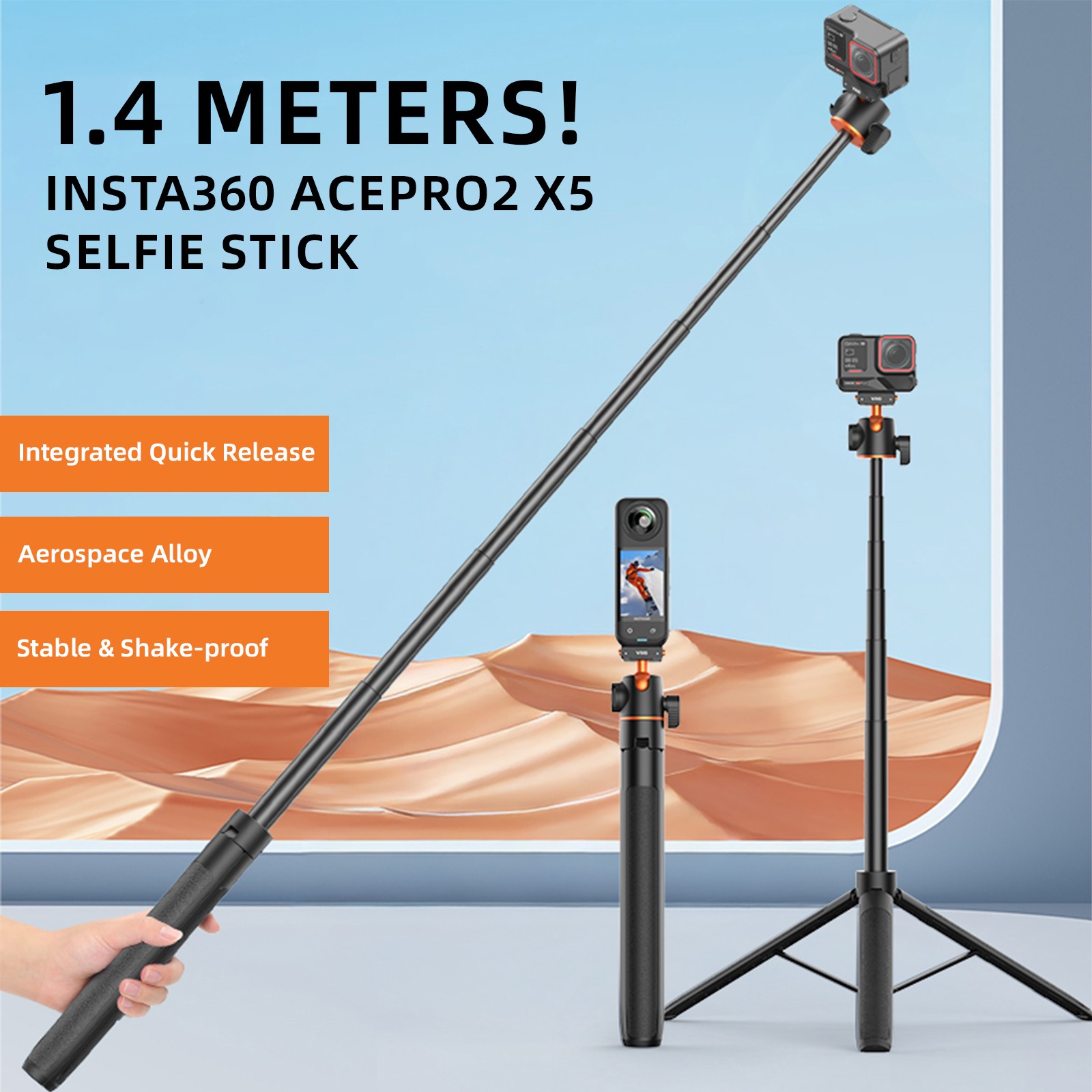 VRIG AC-104 2-in-1 Tripod for Insta 360 Ace Pro 2 with Quick Release Adapter Mou