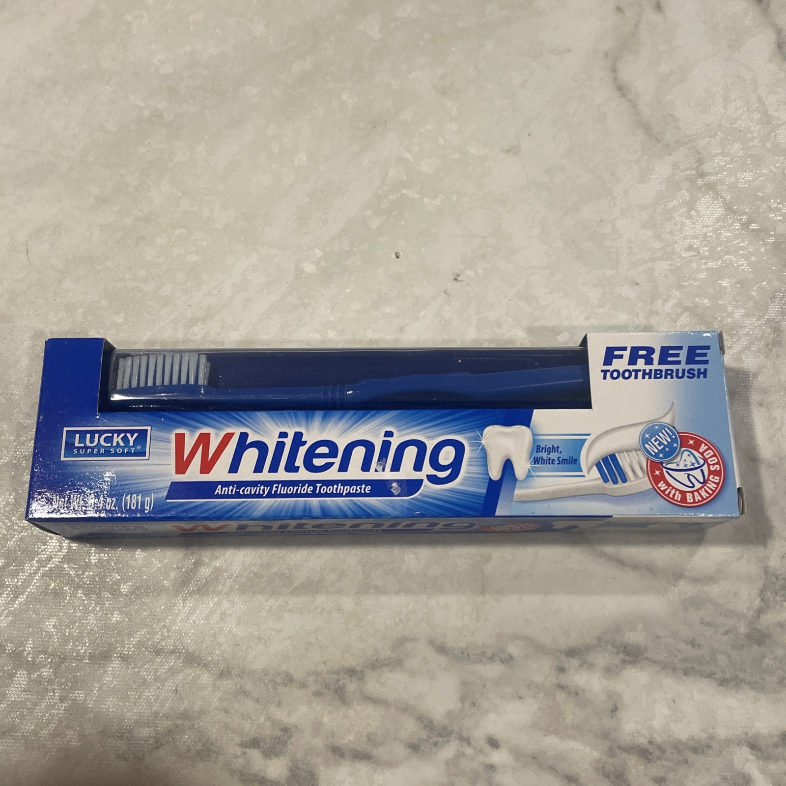 Lucky Super Soft 10687-24 Toothpaste + Bonus Toothbrush, Whitening Anti-Cavity