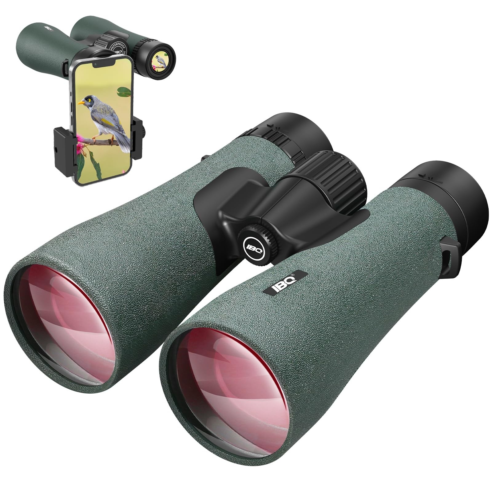 12x50 UHD Binoculars for Adults High Powered with 50 millimeters, Green