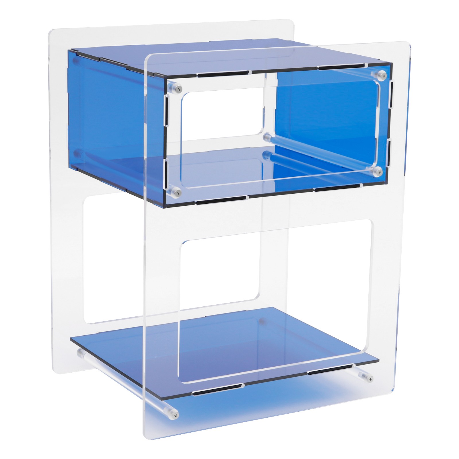 Acrylic Side Table Free Standing Acrylic Nightstand Rectangle Storage Shelf