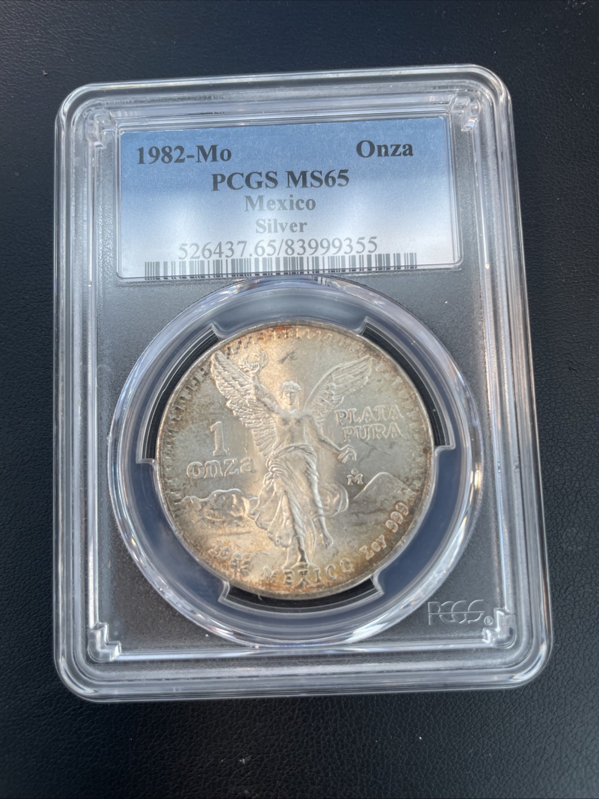 1982 MO PCGS MS65 Mexico LIBERTAD Onza 1 OZ silver Toning