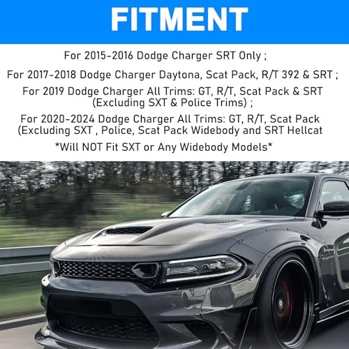 Front Upper Lower Grille For 2015-2023 Dodge Charger SRT Scat Pack LOWER+UPPER