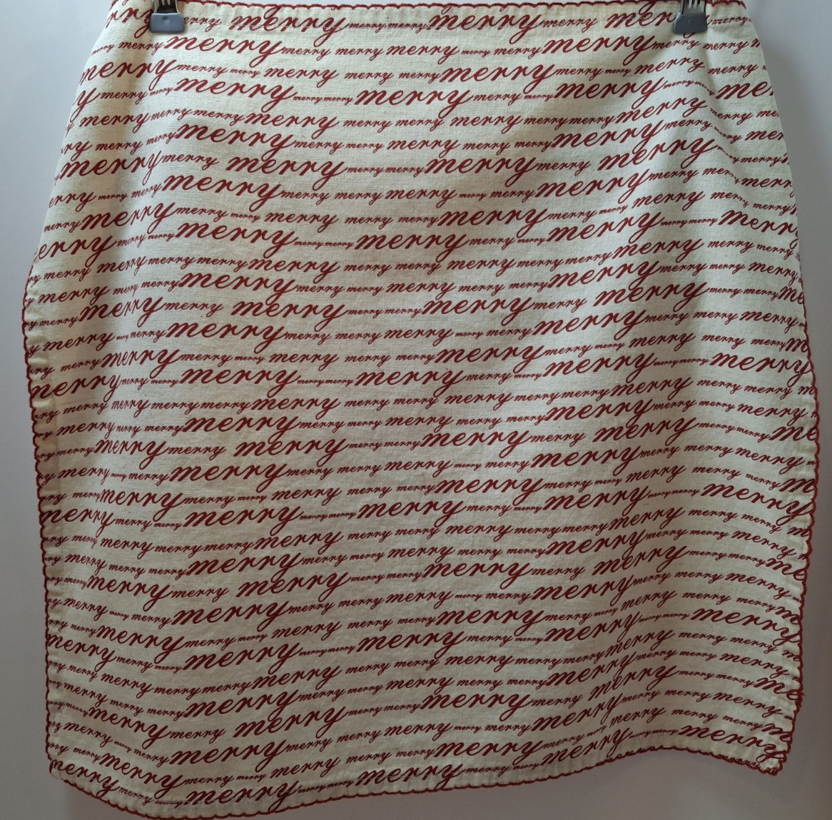Peir 1 Christmas Cloth Napkins White w/Red Script Merry Merry Lot of 3