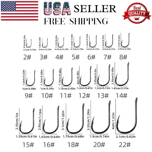 100pcs Circle Fishing Hooks 2-15# Ultra Sharp Carbon Steel Octopus Offset