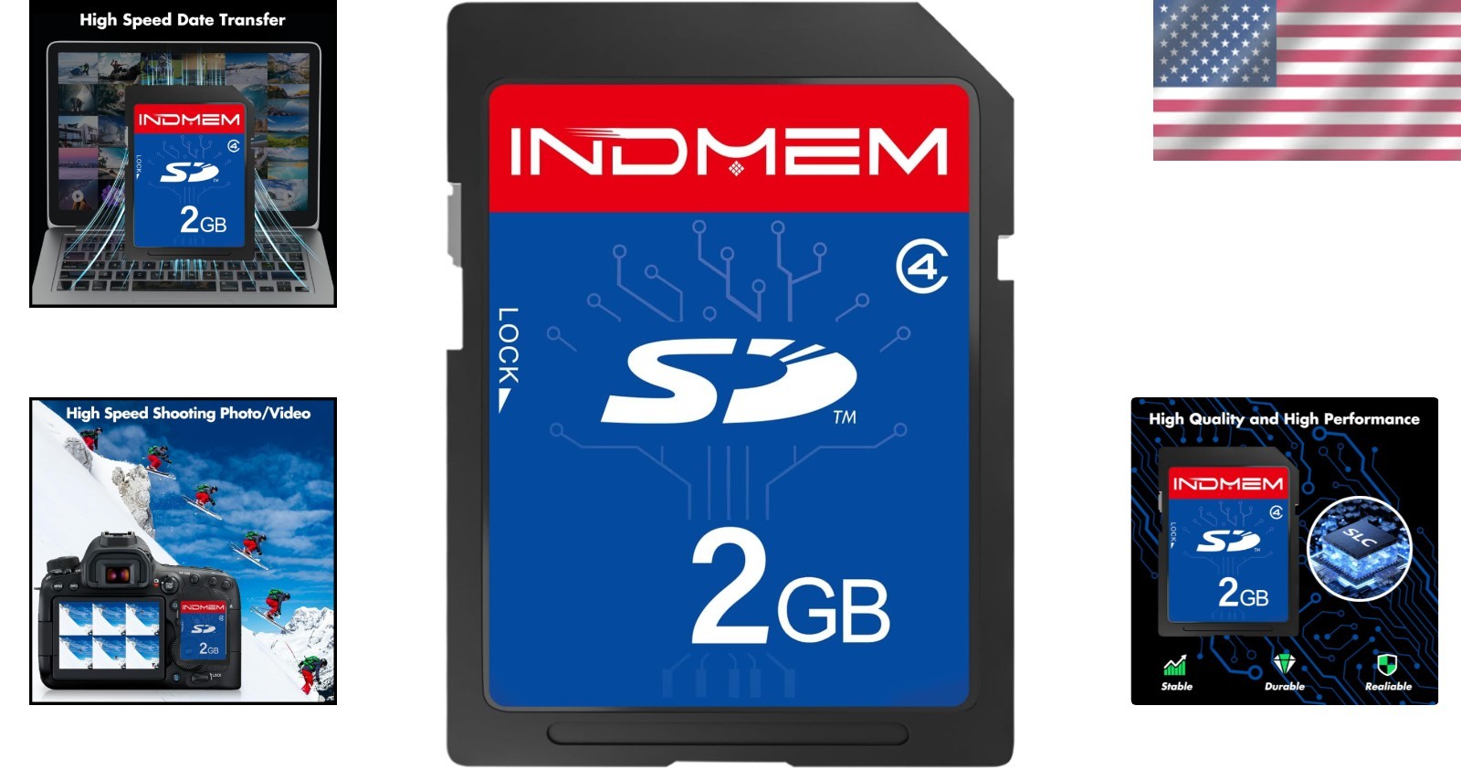 INDMEM 2GB Temperature-Proof Class 4 SD Card for High-Speed Device Storage