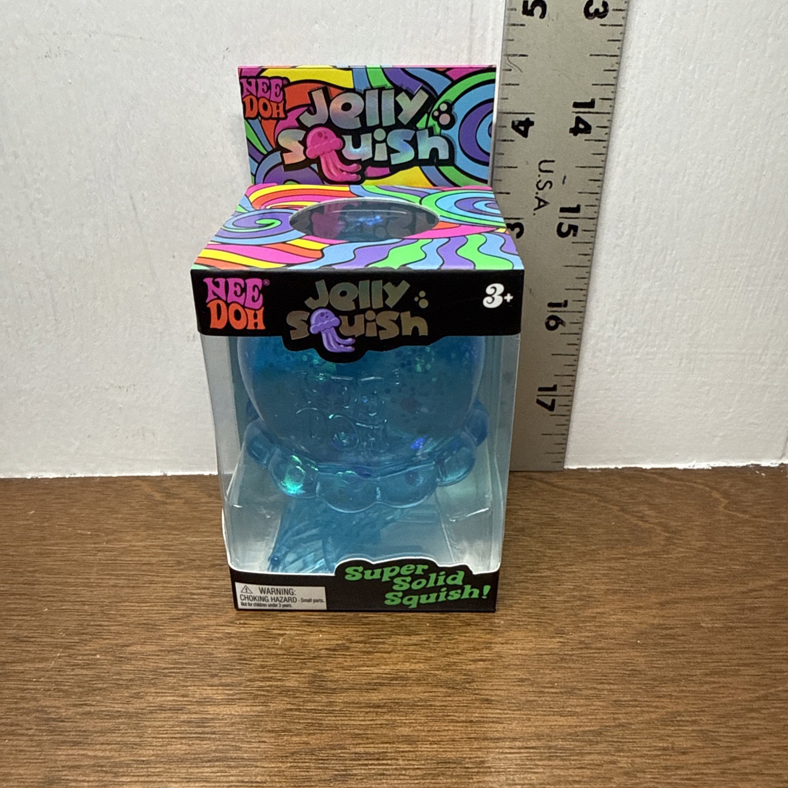 Schylling NeeDoh Blue JELLY SQUISH Sparkle Jellyfish Squishy Nee Doh AUTHENTIC