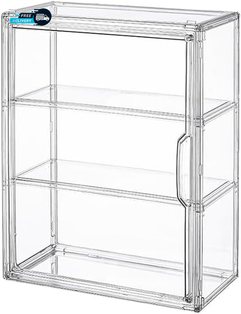 3 Tiers Clear Display Case for Figures Acrylic Storage Organizers Box