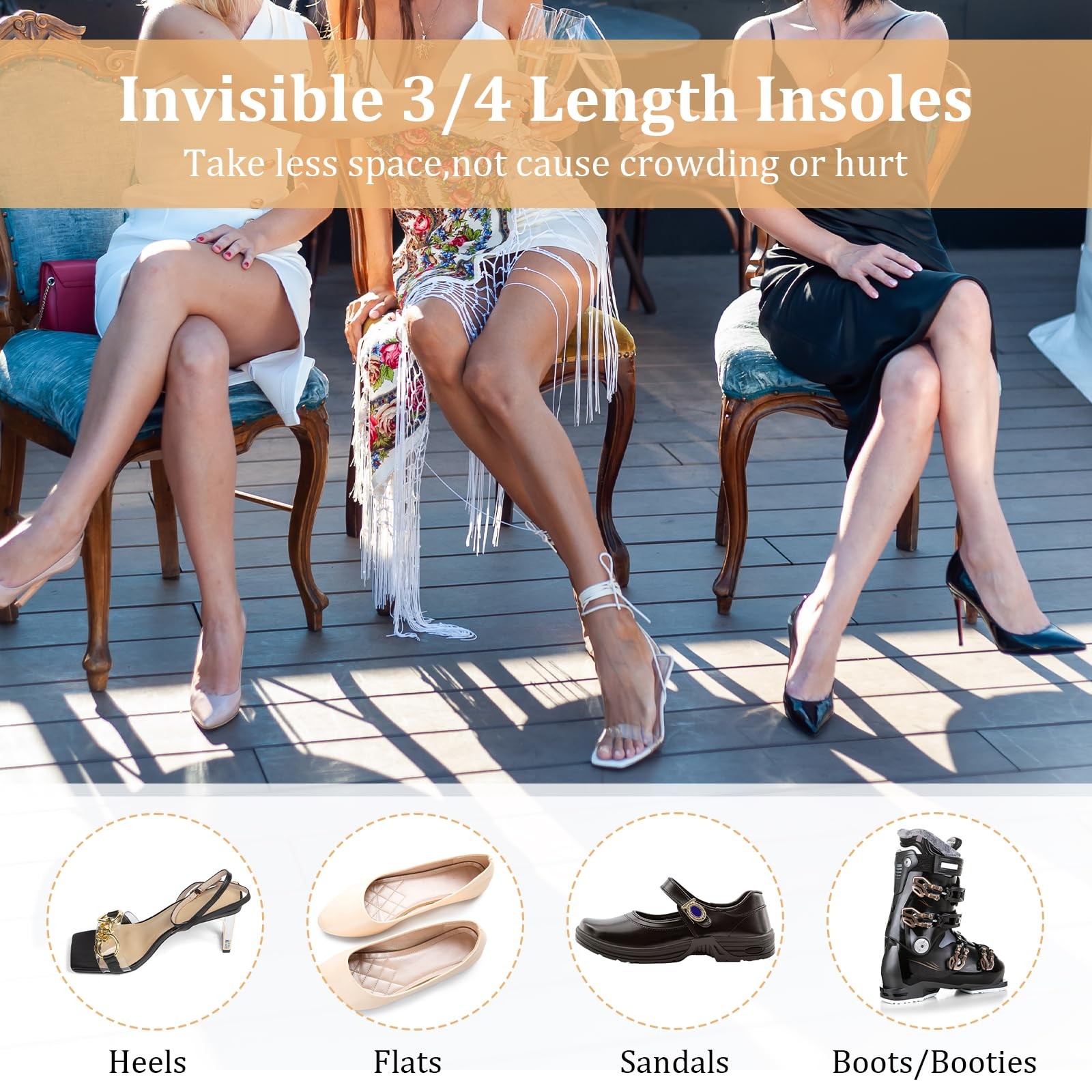 4 Pcs High Heel Cushion Inserts for Women 2 Pairs Gel Arch Support Insoles fo...