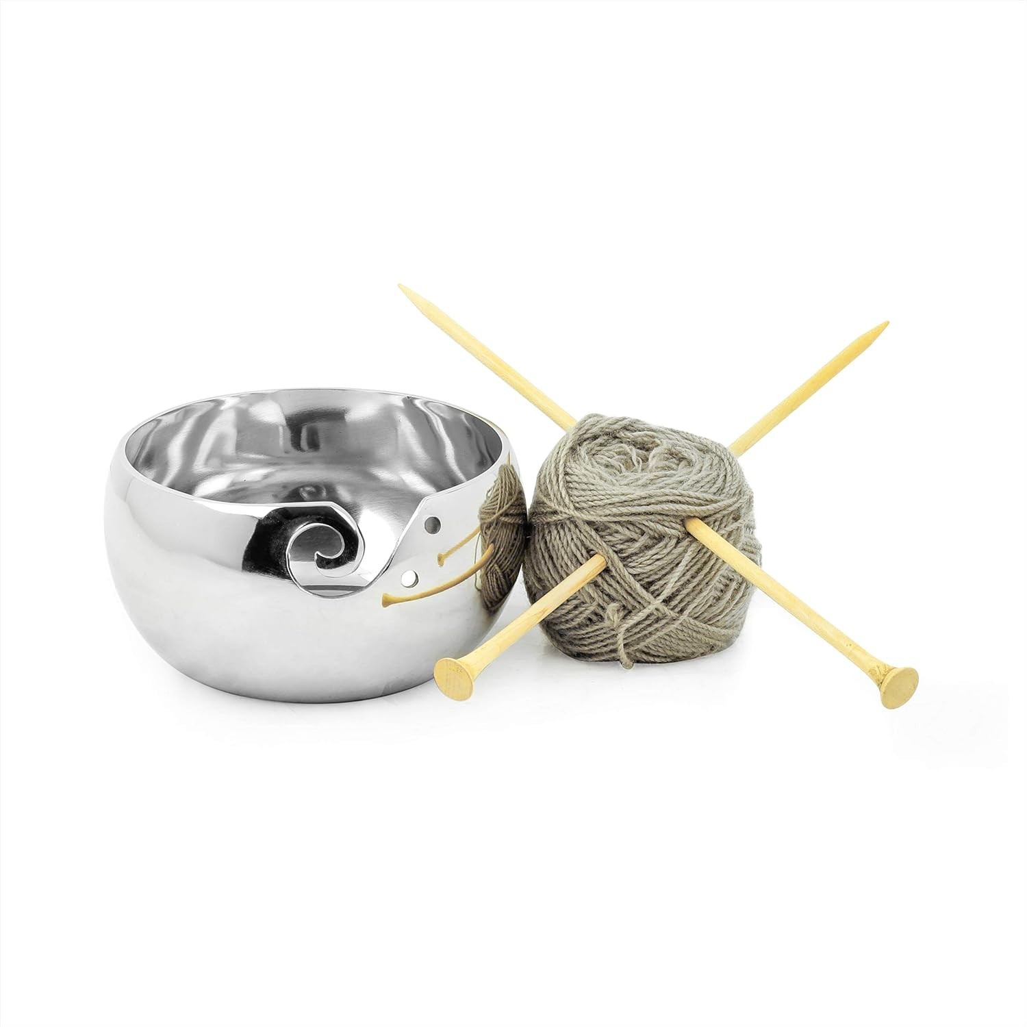 Quality Aluminum Yarn Bowl Large 7 Inch Silver Designed for Smooth Yarn Rolling