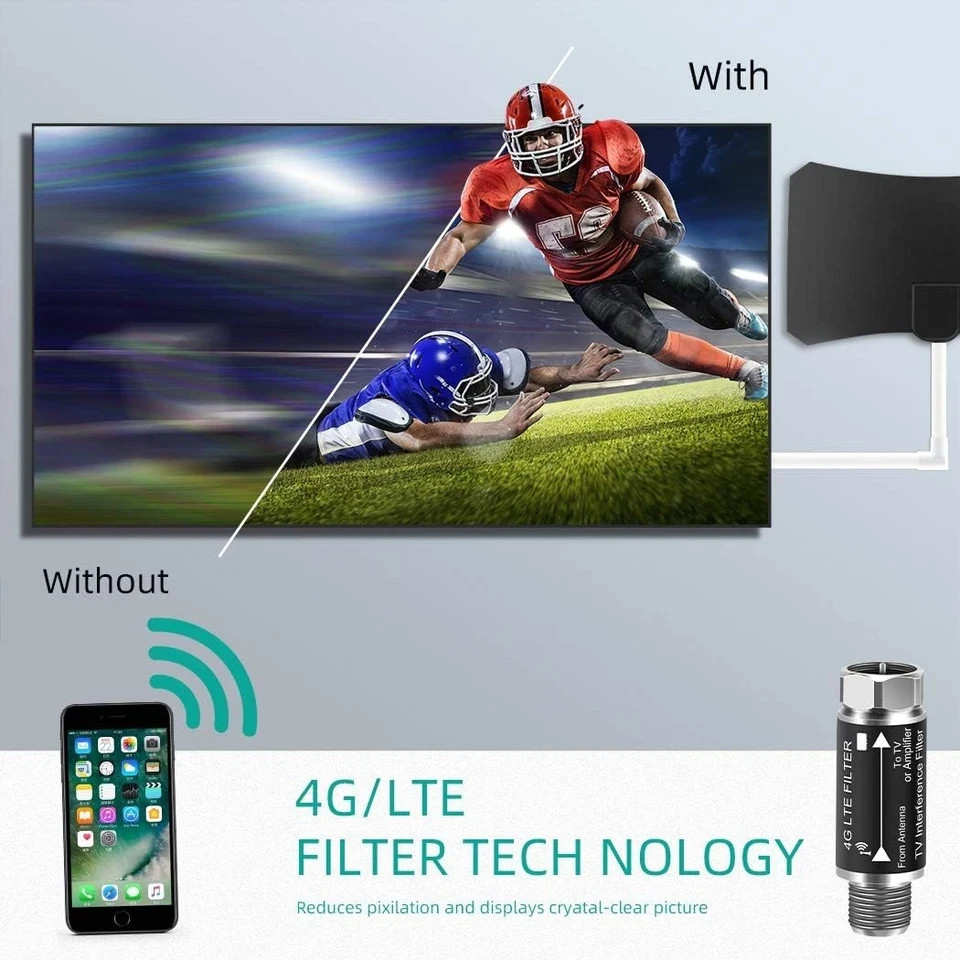 LTE Filter for TV Antenna,Filters 4G 5G Signal Reduces Silver, Black