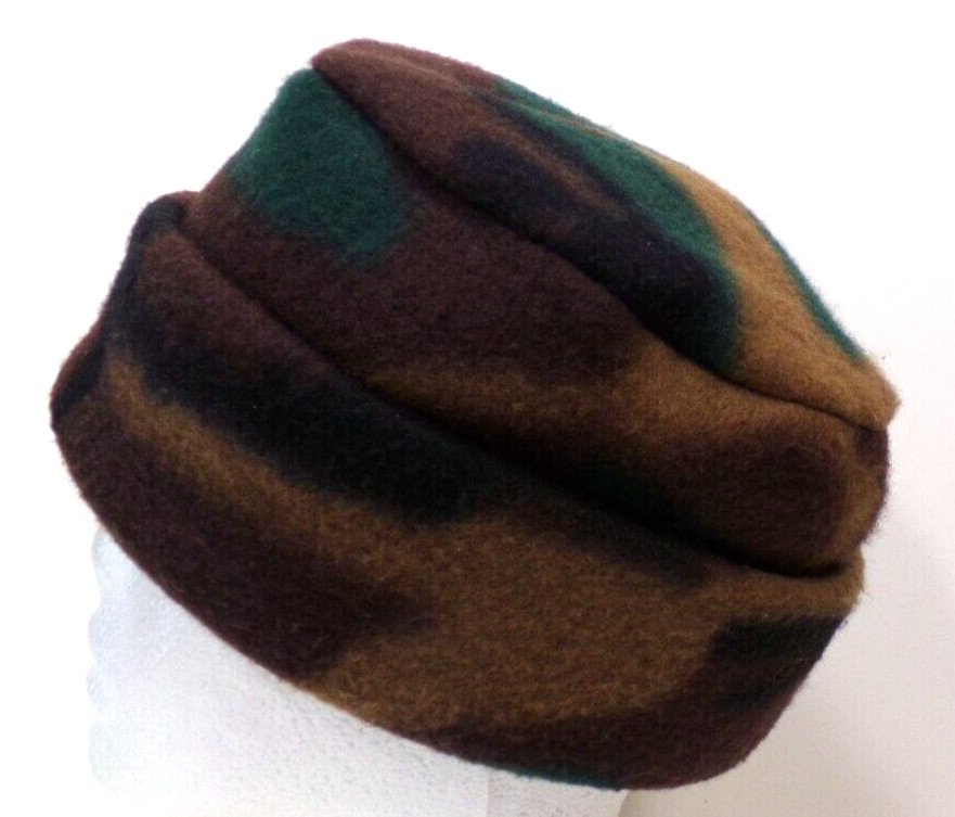 CAMOFLAGE    FLEECE ROLLED BRIM WINTER HAT THERMAL STRETCHY WARM  h88cr