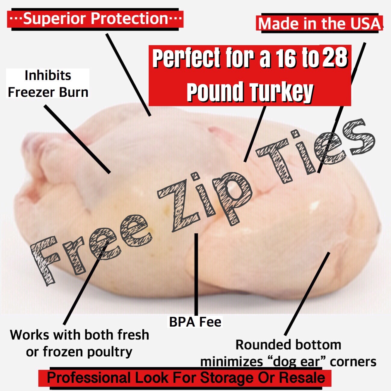5 Turkey Geese Poultry Shrink Bag 18"x28”