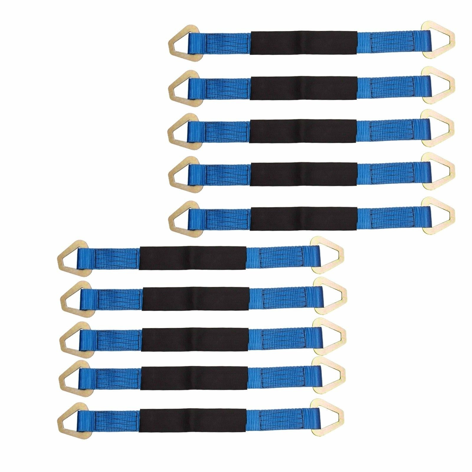 10PK Axle Straps Blue 24" HD Tie Downs for Race Cars Trailers & Tow Truck