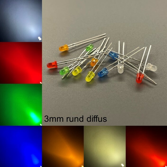 3mm LEDs Round Diffuse All Colours Inc Resistors Light Emitting Diodes LED 3mm +