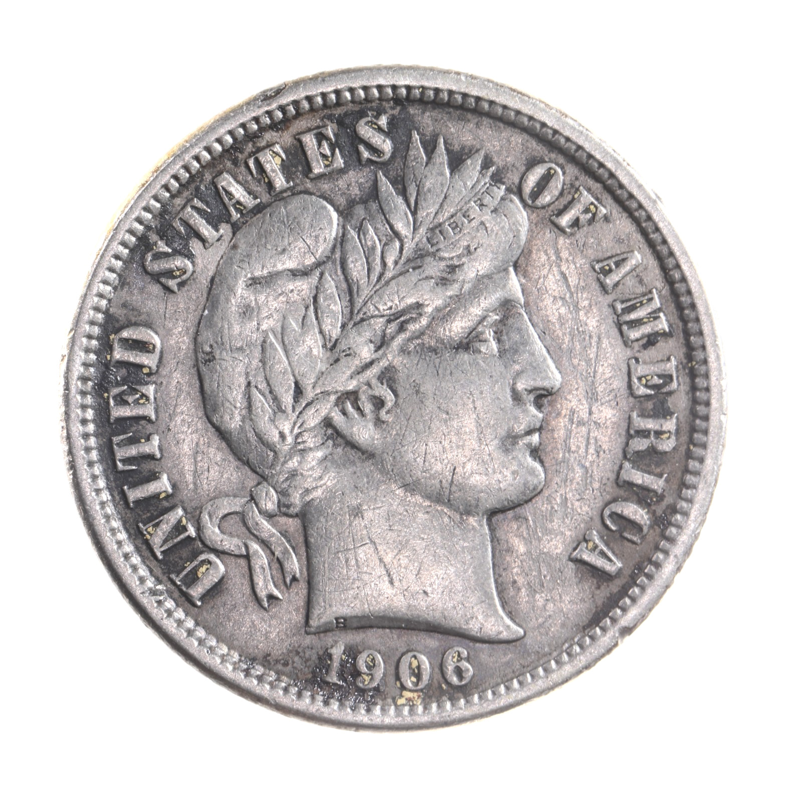 1906-S  Silver Barber Dime Ungraded Coin 10C