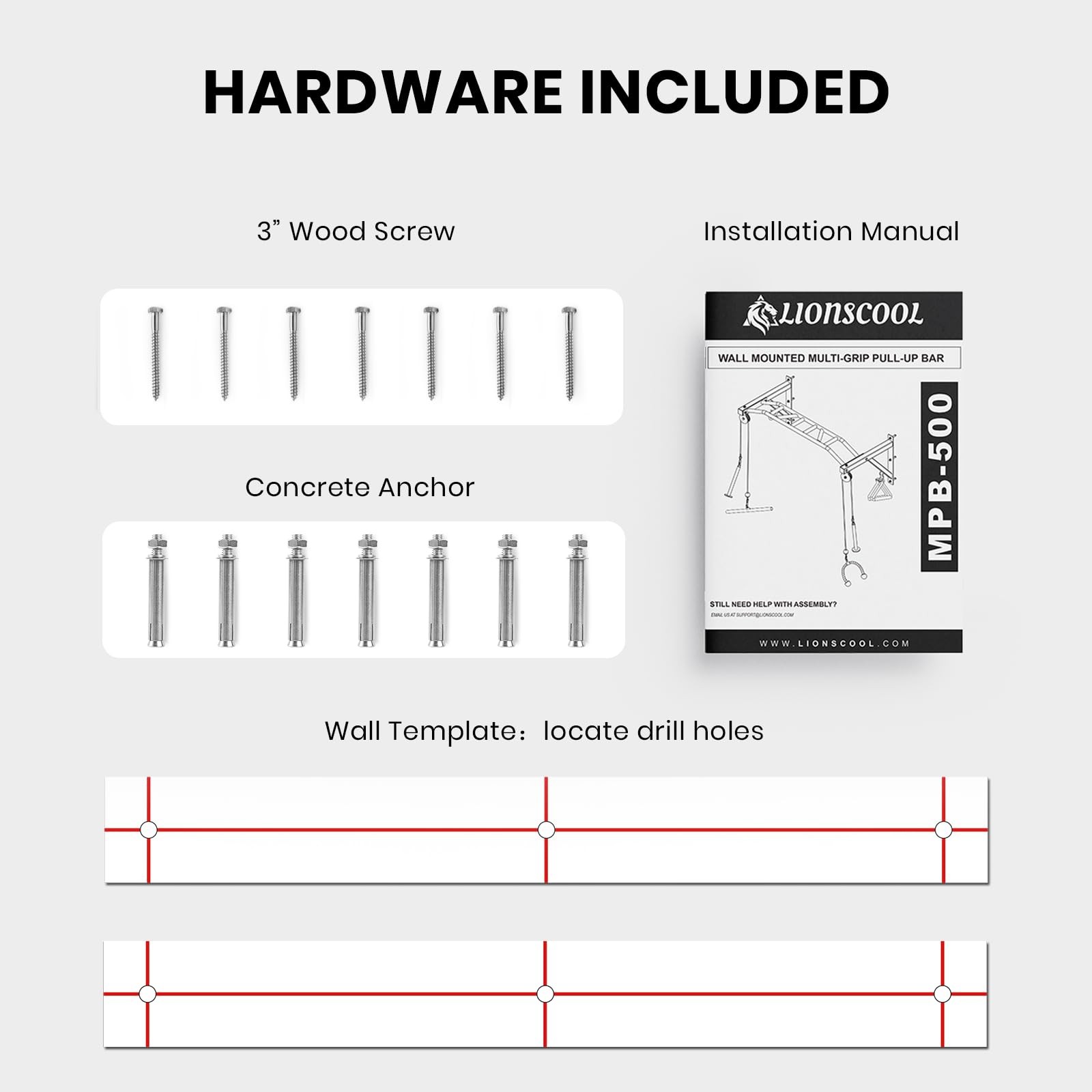 Multifunctional Wall Mounted Pull Up Bar with Pulley System (48" APART)