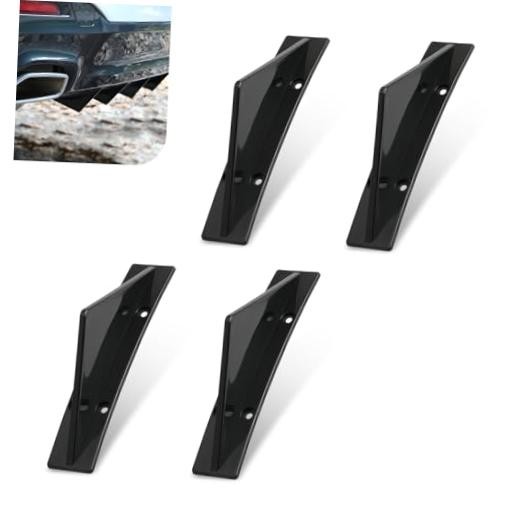 Universal Car Bumper Lip Spoiler Kit, Anti-scratch Triangular-shape 4 PCS Black