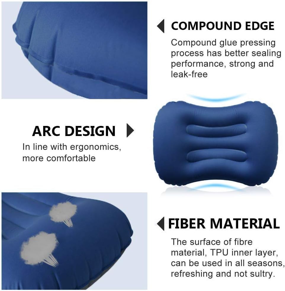 Ultralight Inflatable Camping Pillow - Compact, Water-Resistant, Ergonomic Ne...