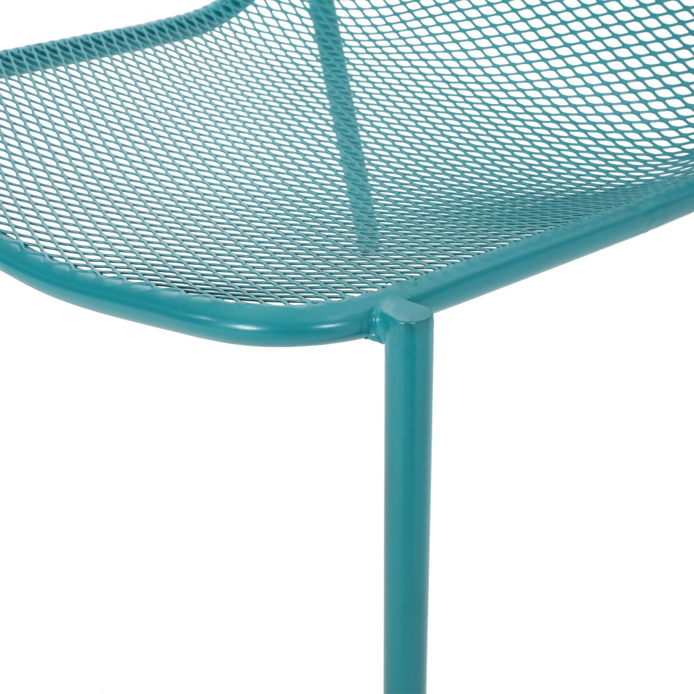 Set of 2 Teal Stackable Patio Chairs, Outdoor Mesh Seat & Powder-Coated Frame