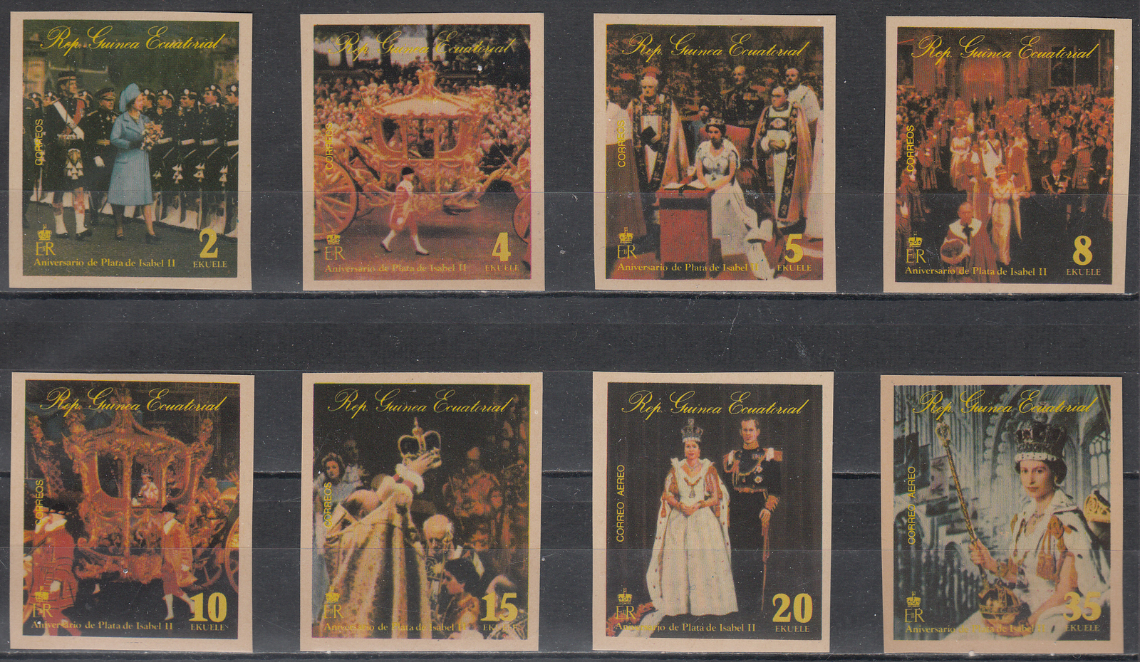 W EQUATORIAL GUINEA 1044B-1051B QUEEN ELIZABETH CORONATION 25TH ANN IMP SET