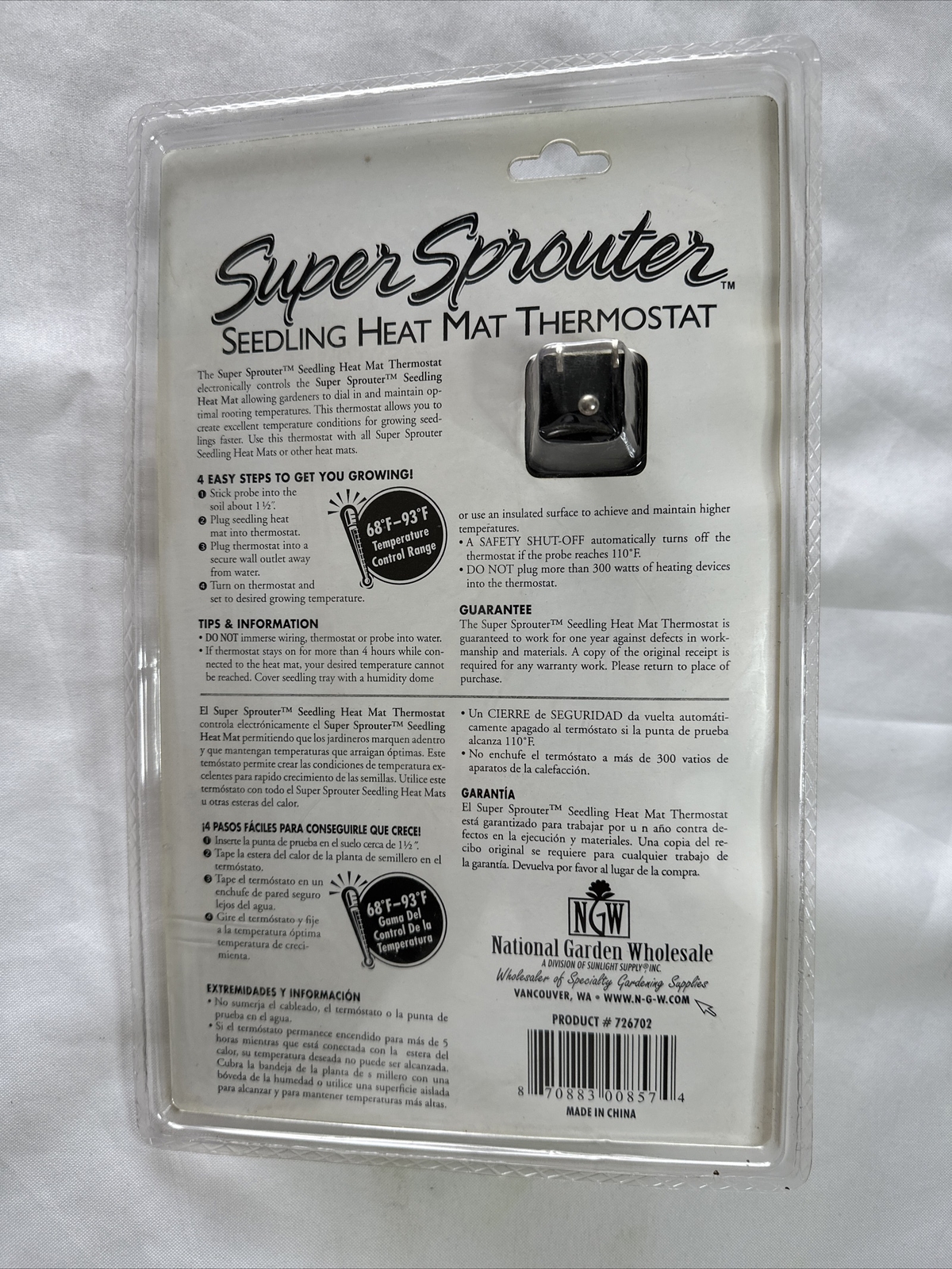 Super Sprouter Seedling Heat Mat Thermostat Product 726702 Unopened New In Box