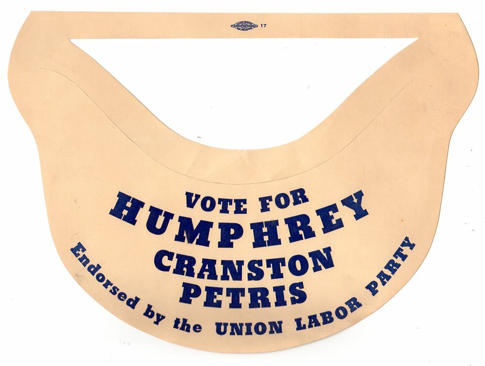 1968 Humphrey Cranston Petris Union Support Visor Hat