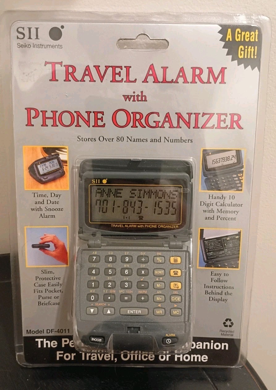 Seiko Instruments DF-4011 SII Travel Alarm Clock  Phone Organizer New Sealed!