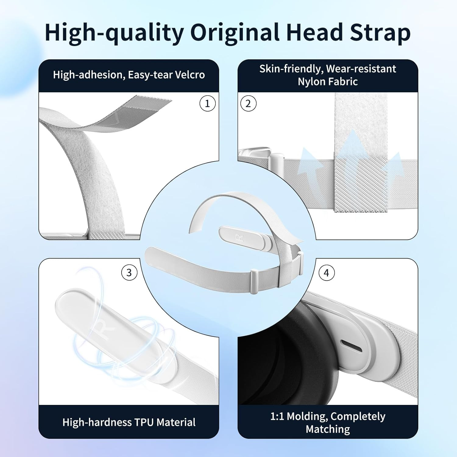 Replacement Head Strap for Quest 2 VR Headset Accessories Lightweight Adjustable