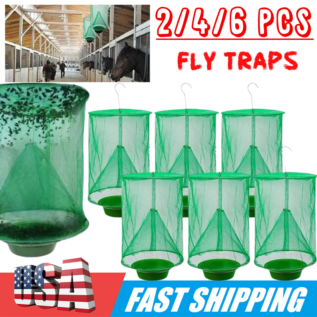 The Ranch Fly Trap Outdoor Fly Trap - Killer Bug Cage Net Perfect For Horses New