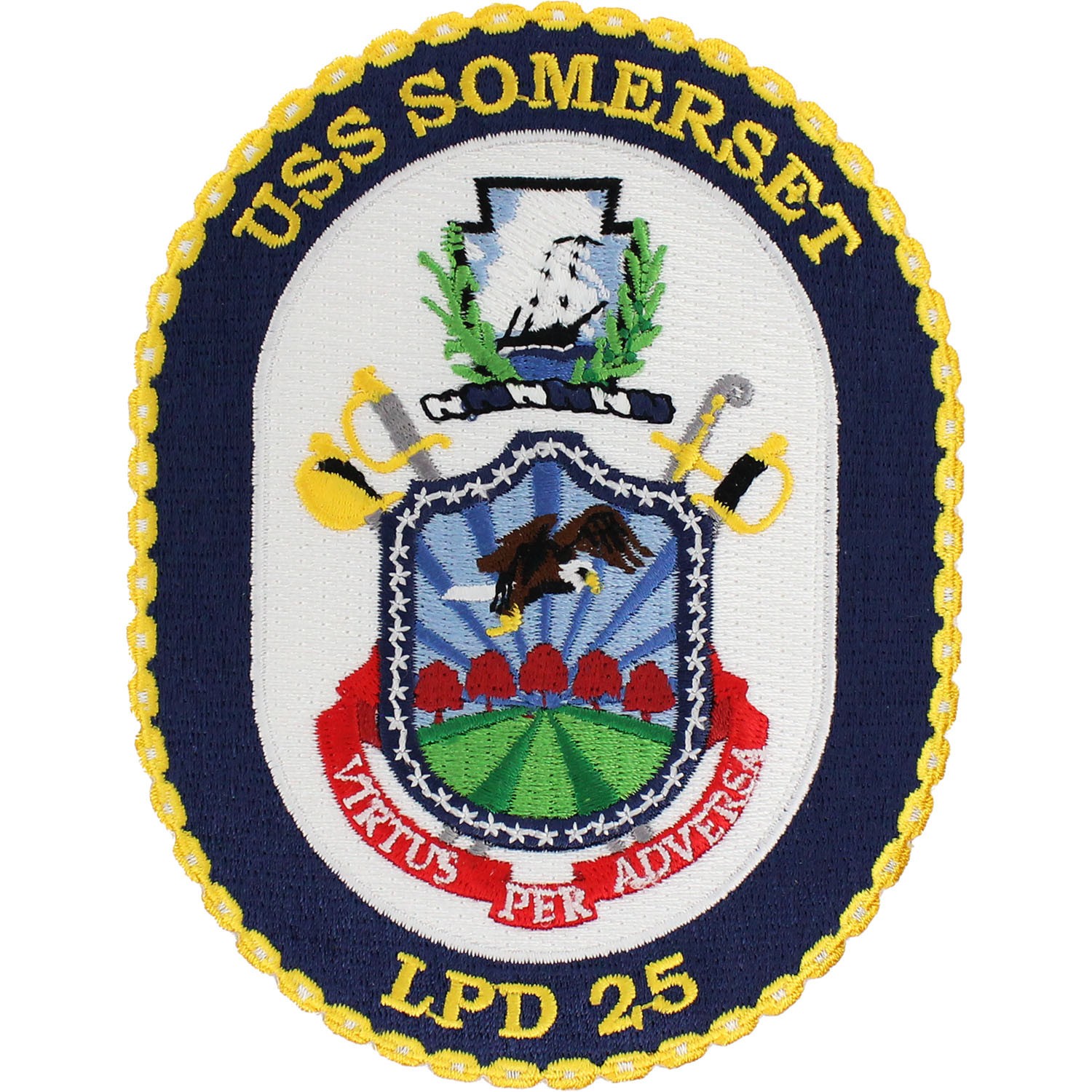 Navy USS Somerset LPD-25 Ship Patch ( Sew-on ) ( 4" x 5" ) P5494
