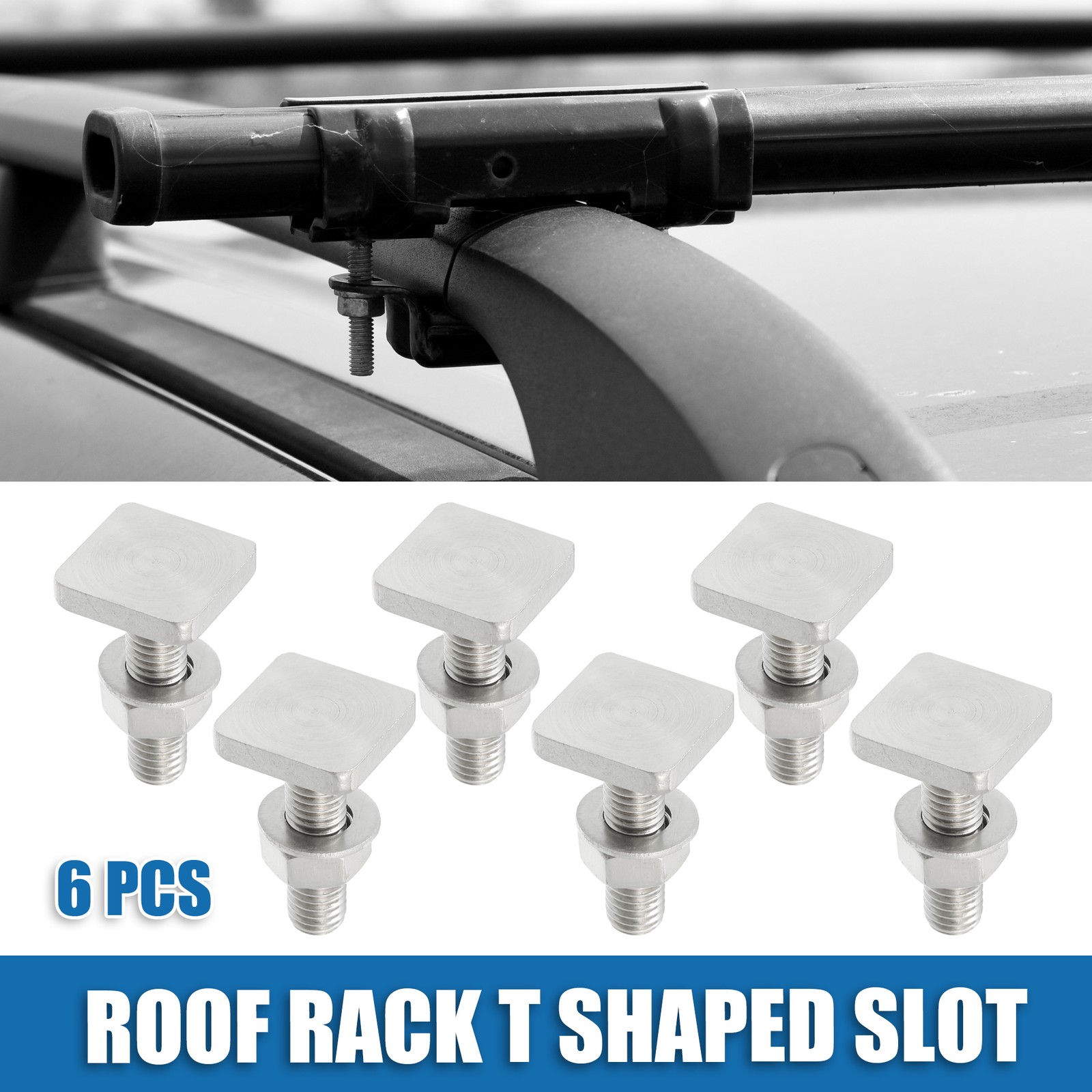 Car Roof Rack T Shaped Slot Bolt M8 W/ Nuts Washer T Shaped Bolts (6 Pcs)