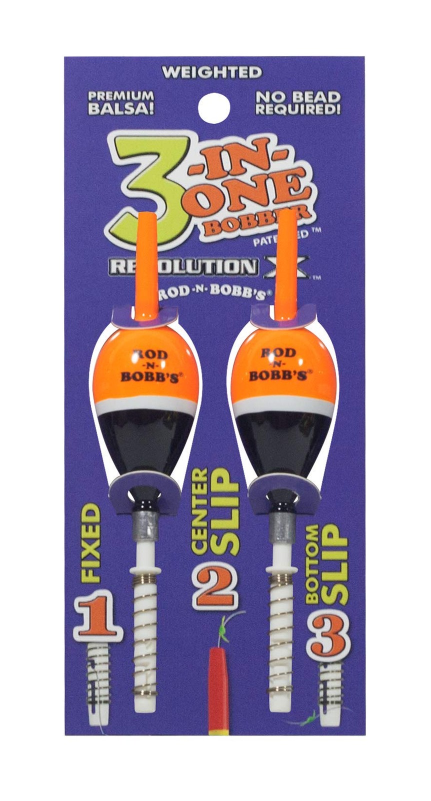 Rod-N-Bobb's RevolutionX 3-in-1 Weighted Bobber 1" Oval 2 Pack Slip Fixed