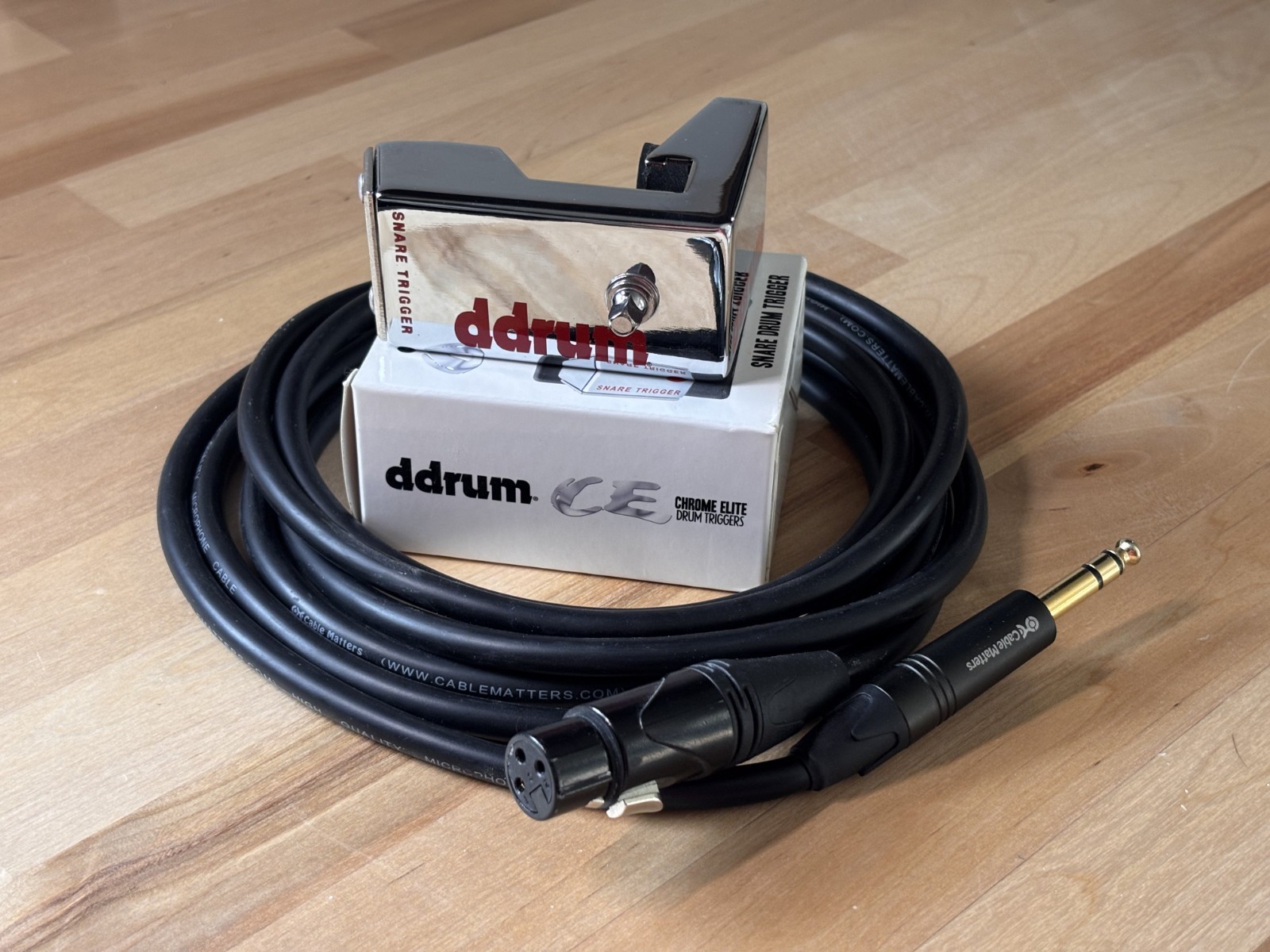 ddrum Chrome Elite Trigger - Dual Snare Trigger with Cable  Barely used