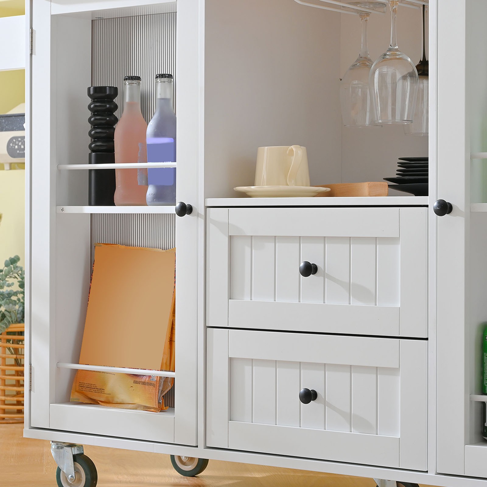 Rolling Kitchen Island Cart on Wheels Kitchen Trolley with Drawers Storage