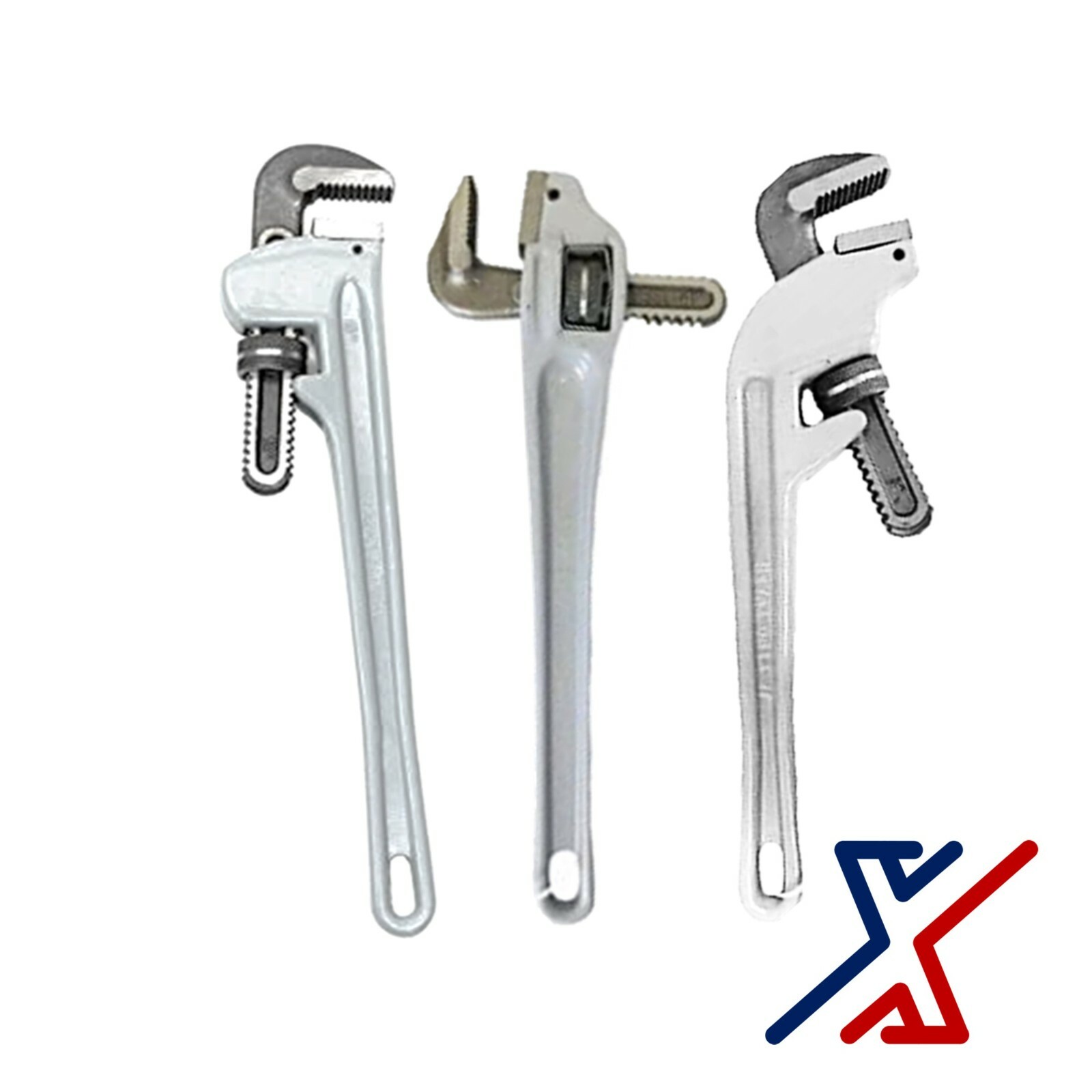 18" Adjustable Aluminum Pipe Wrench Set of 3 (Regular, 90 & 45 Degree) by X1 Too