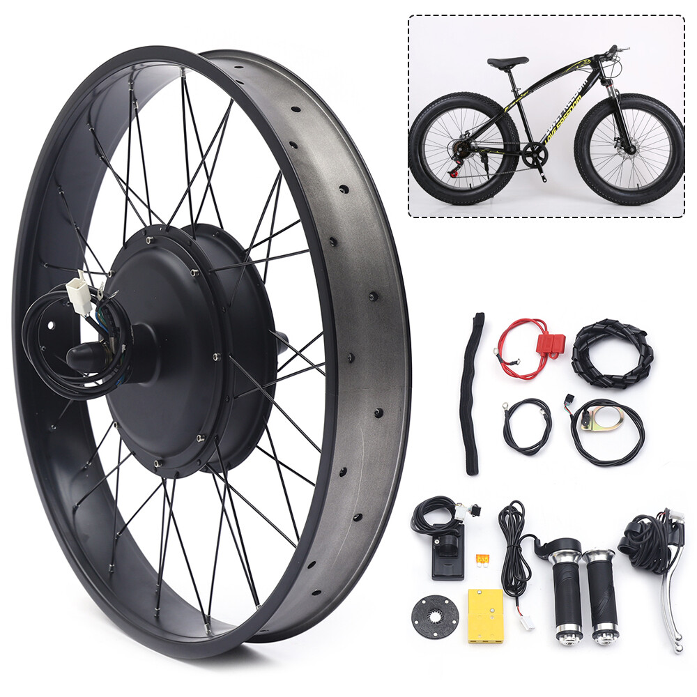 26" Rear Hub Motor LCD E-Bike Electric Bicycle Conversion Kit Fat Tire 48V 1500W