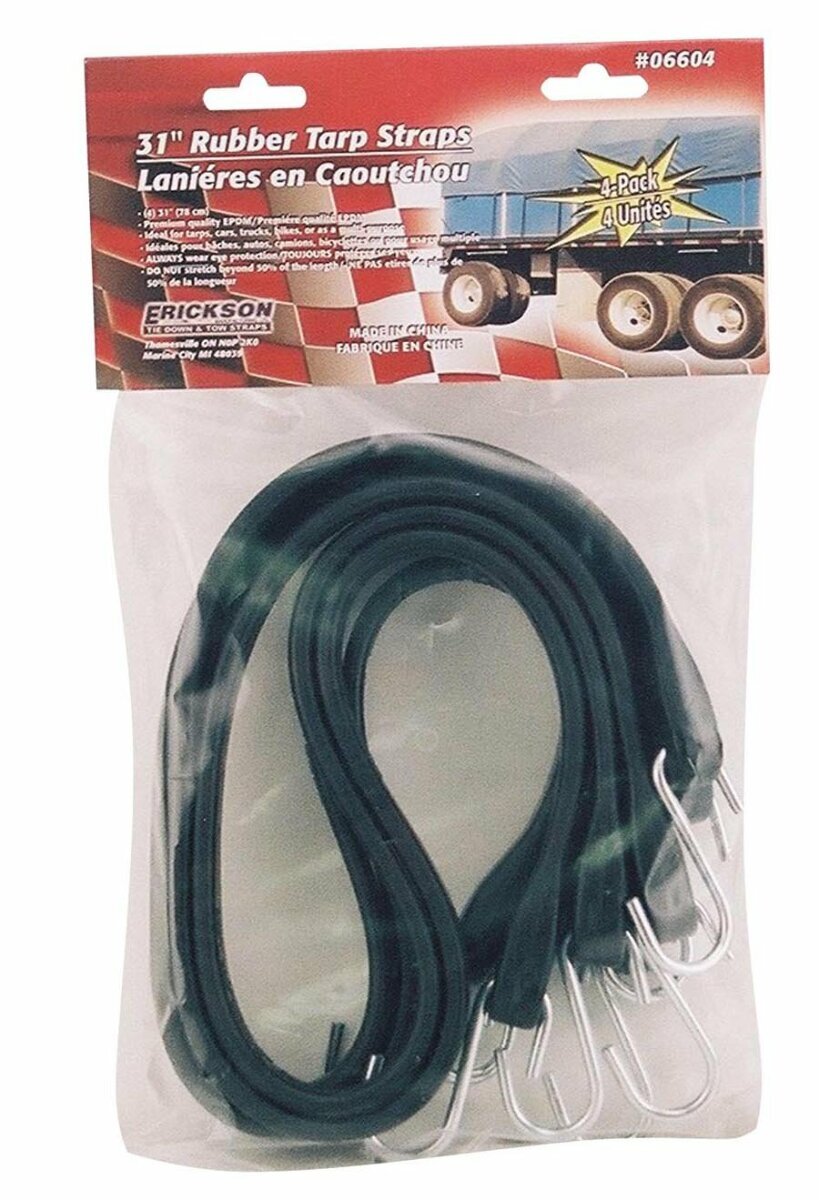 Erickson 06604 31" Long Industrial EPDM Rubber Tarp Straps, (Pack of 4)