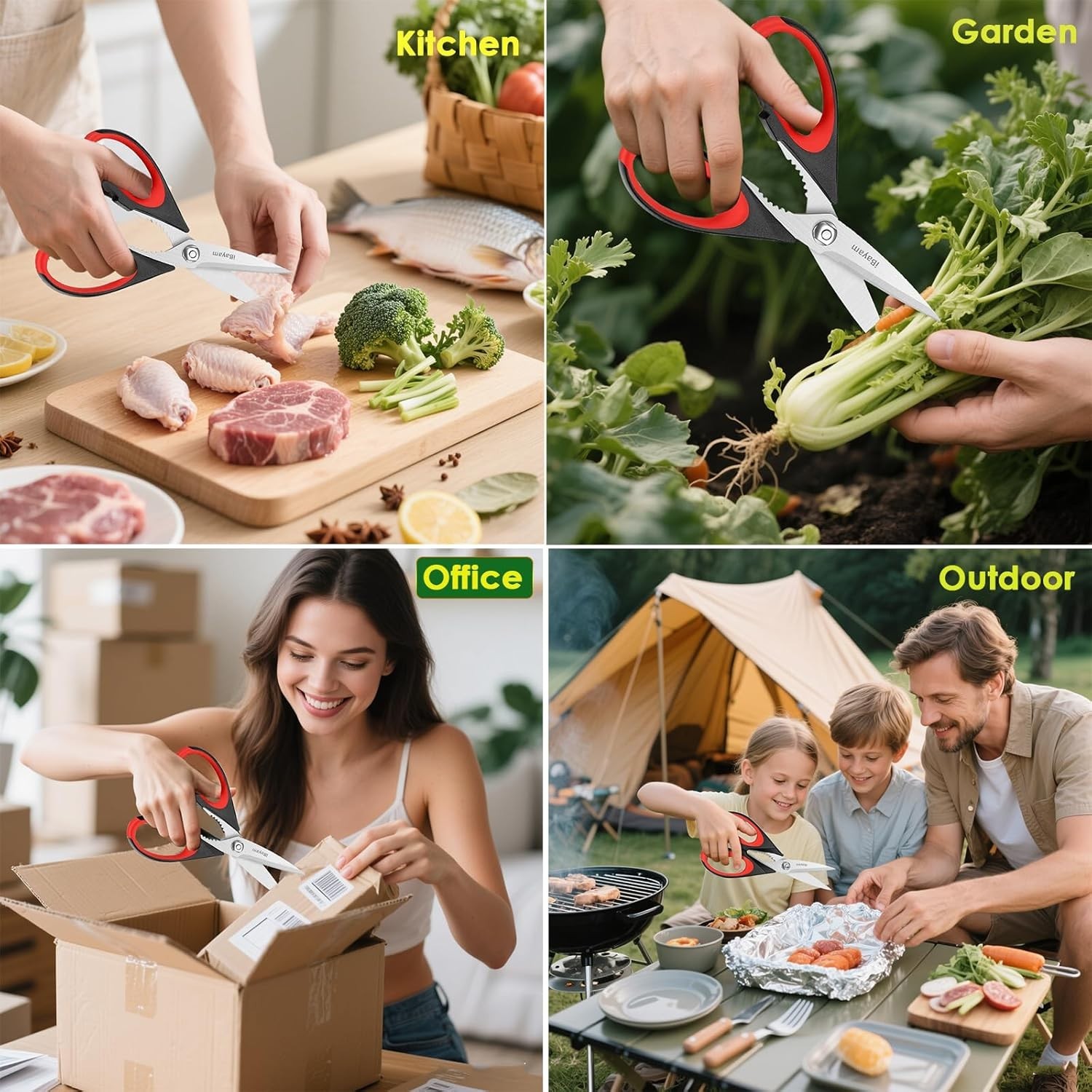 Heavy-Duty Stainless Steel Kitchen Scissors - Versatile Utility Shears 2-Pack